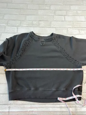 aerie Charcoal Lace-Trim Crewneck Sweatshirt thumbnail 8
