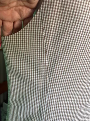 Tibi light brown & White Gingham Midi Dress with Crochet Trim thumbnail 9