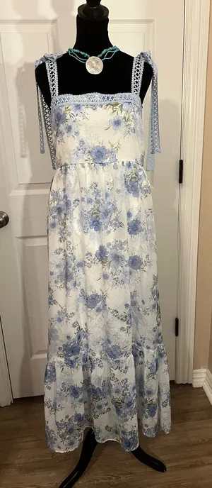 Impressions Blue floral summer maxi sundress thumbnail 1