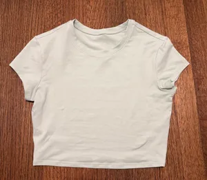 Alo Green Alosoft Short Sleeve Round Neck Crop Finesse Top thumbnail 1