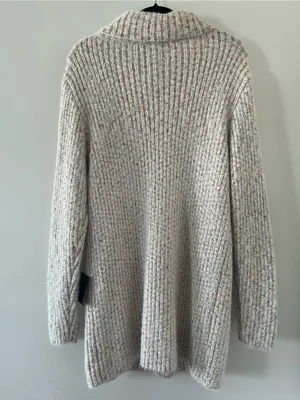 NWT Lulus Knit Turtleneck Cream Speckled Sweater Mini Dress Small Cozy Oversized thumbnail 7