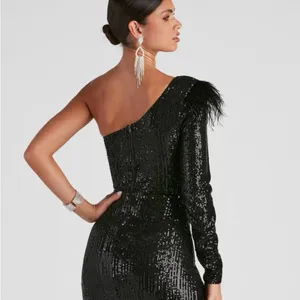 Windsor Black Sequin Asymmetrical Mini Dress thumbnail 3