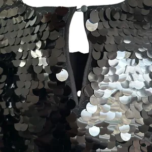 A New Day Women's Black Sequin Paillettes Short Sleeve Blouse Top, Size S, EUC thumbnail 5