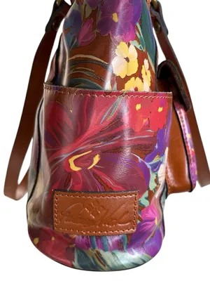 EUC Patricia Nash Leather Bolsena Shoulder Bag Summer Florals Retail $229.00 thumbnail 4
