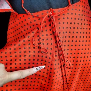 Zara Red Polka Dot Skater Dress‎ Open Back thumbnail 6