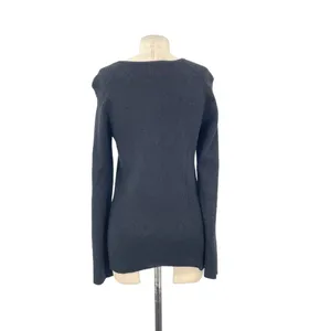 Torn by Ronny‎ Kobo Cut Out Neckline Black Long Sleeve Ribbed Sweater Size Large thumbnail 5