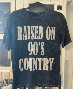 Raised on 90s Country Tshirt Black thumbnail 1