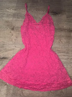 Victoria’s Secret RARE Y2K HOT PINK LACE Mini Lingerie Dress Large thumbnail 1