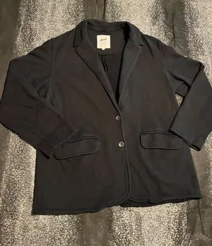 Womens large Aerie black casual 2 button fleece blazer thumbnail 1