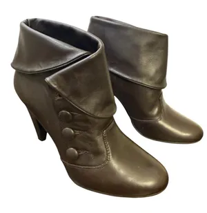 Gianni Bini Fold-Over Button Ankle Booties in Dark Brown size 7 thumbnail 1