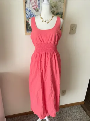 Tuckernuck Pomander Place Blossom Pink Wimberly Dress Preppy 100% Cotton Medium thumbnail 3