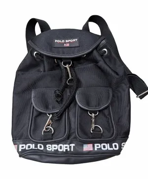 Vintage Polo Sport Ralph Lauren Black Bucket Backpack Bag Handbag Purse Y2K 90s thumbnail 1