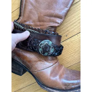 Freebird Breck Brown Leather Metal Star Braided Strap Western Cowboy Boot thumbnail 6