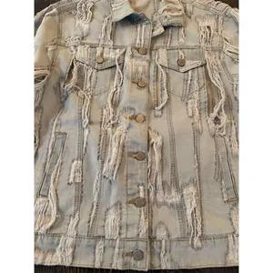 True Religion Women's Distressed Denim Jacket Blue Size M Casual Button Front thumbnail 5