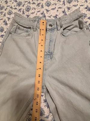 H&M Light Blue Wash size 4 TALL high waist wider leg 100% Cotton thumbnail 6