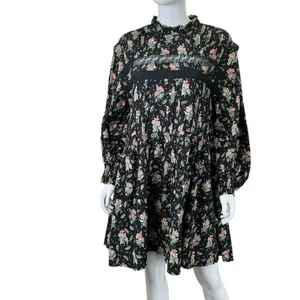 Pilcro Anthropologie NWT Large Long‎ Sleeve Mock Neck Swing Mini Dress Floral thumbnail 12