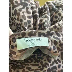 HOUSE OF CB Eleanor Mesh Bodysuit Size Small Brown Leopard Mock Neck Long Sleeve thumbnail 5
