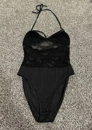 Shein black lace bodysuit L thumbnail 1