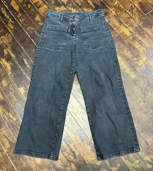 Vanessa Bruno European black wide leg luxury jeans thumbnail 1