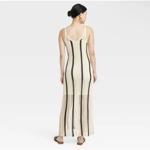 NWT Women's Open Work Maxi Sundress - A New Day Cream/Black Striped thumbnail 4