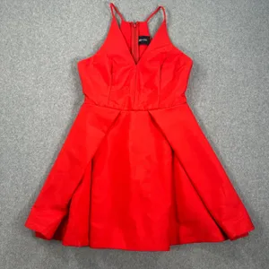 Do + Be Red Flare Cocktail Party Mini Dress Size Medium V-Neck Sleeveless thumbnail 1