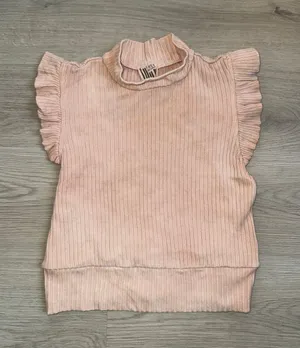 Free People Blush Ribbed Mock Neck Tank with Ruffle Cap Sleeves thumbnail 1
