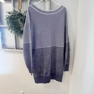Anthropologie Daily Practice Knit Tunic‎ Dress Blue Stripe, Cotton, XL thumbnail 10