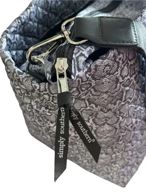 Simply Southern Gray Python Quilted Tote Duffle Travel Bag NWOT thumbnail 4