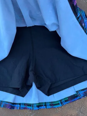 Y2K Blue and purple plaid mini tennis golf athletic skirt with ruffle hem sz M thumbnail 7