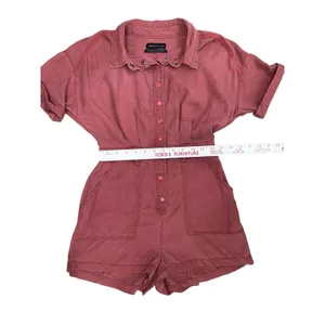 Urban Outfitters Rose Pink Utility‎ Romper Button Front Short Sleeve Snall Safar thumbnail 6