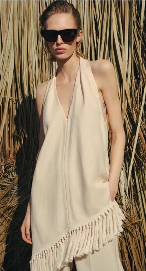 Zara ZW COLLECTION HALTER TOP WITH FRINGING thumbnail 1