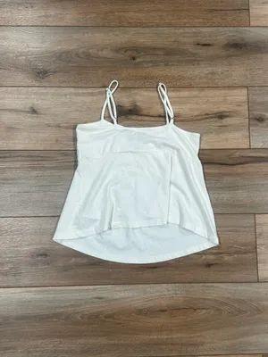 AMERICAN EAGLE Preppy Basic White Boho Flowy Ruched Tank Top | Size Medium thumbnail 3