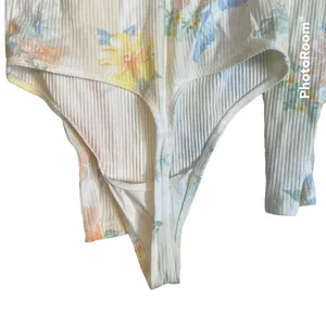 PINK Victoria's Secret Floral Ribbed Long Sleeve Henley Bodysuit Women's‎ S thumbnail 4