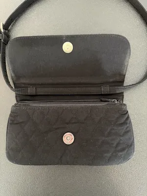 Vera Bradley Quilted Black‎ Microfiber Shoulder Bag thumbnail 4