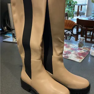 Stylish Tan and Black Women's Boots thumbnail 1