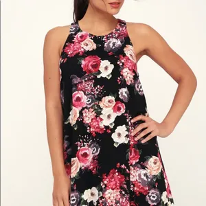 NWOT Lulus Casual Floral Mini Black Dress Size XS thumbnail 3