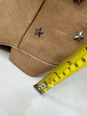 Tan Star Studded Western Cowboy Ankle Boots Rodeo Boho Y2K Size 8 Oasis Society thumbnail 9
