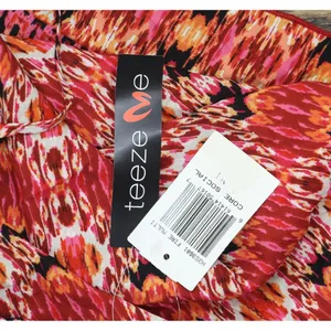 NWT Teeze Me Juniors Spaghetti Strap Tribal Bandeau Dress Fire Red Multi S thumbnail 6