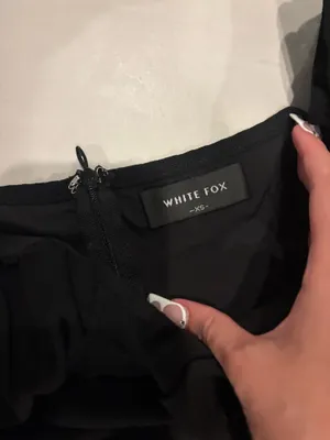 White fox off the shoulder, black mini dress never worn thumbnail 2