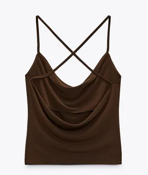 ZARA Brown Flowing Flowy Tank Top Blouse thumbnail 7