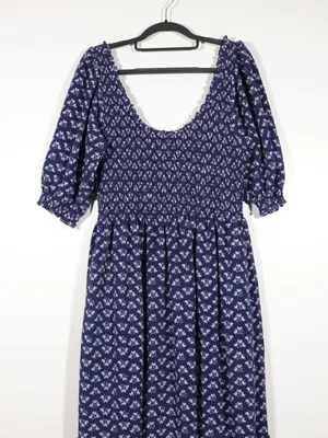 NWOT Hill House Navy Crepe Louisa Dress Size Xl in Shade Posy Navy thumbnail 3