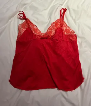 Victoria's Secret Karessa Vintage Red Lace Silk Cami thumbnail 1