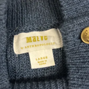 Maeve Sweater Womens Large Divendra Navy Cream Stripe Button Shoulder Nautical ￼ thumbnail 4