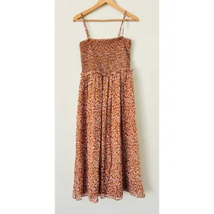 Joie Ambroise Copper Brown Women's Dress Summer A-Line‎ M Smocked Strappy Flowy thumbnail 3