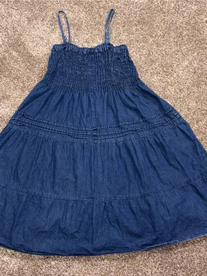 Blue Denim Smocked Tiered Dress thumbnail 2