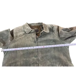 Centigrade Suede Leather Coat Jacket 2X Petite Genuine Washable Olive Green NWT thumbnail 8