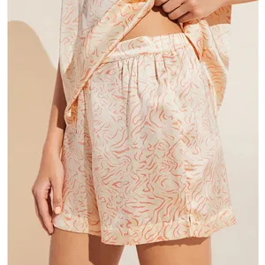 Eberjey Inez Silk Pajama Set XS NWT Ivory Blush Print Boxer Shorts Sleep Set thumbnail 3