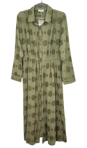 Umgee Green Midi Long Sleeve Shirt Dress NWT Size Small thumbnail 1