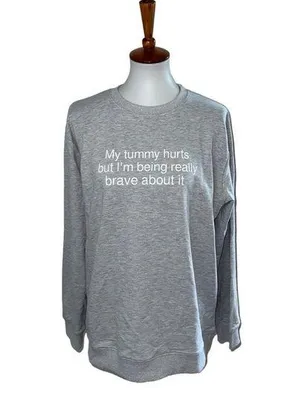 NWOT Tummy Hurts Sweatshirt Gray Size XL thumbnail 1