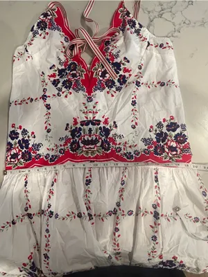 Anthropologie Celandine Plunge-Neck Drop-Waist Cotton Midi Dress size small thumbnail 10